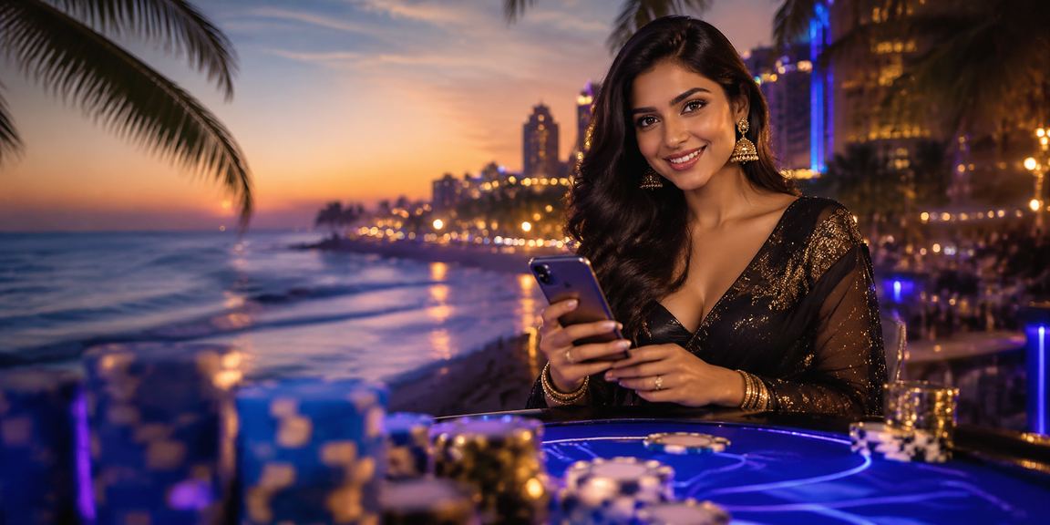 Man accessing mobile payments by the beach in Goa